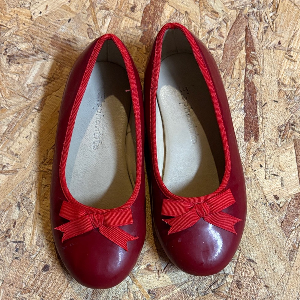 Elephantito Cherry Red Ballet Flats with Bow